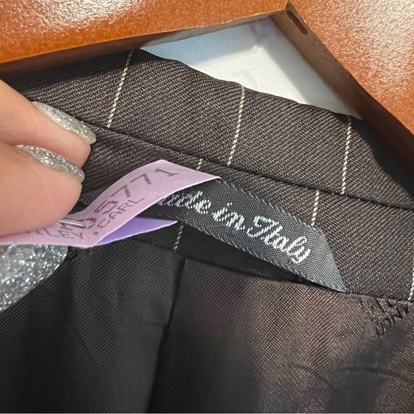 Gianfranco Ferre Mens Three Button Blazer Jacket Brown Size 42R Stripes - Picture 4 of 12